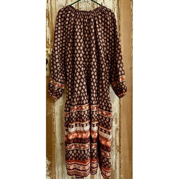 Women's Old Navy Long-Sleeve Cinch Waist Tiered Poet Midi Dress - Brown - 3X - Picture 2 of 5
